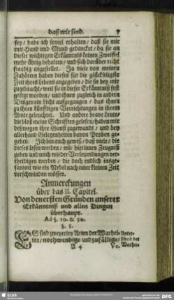 Anmerckungen über das II. Capitel. Von den ersten Gründen unserer Erkänntniß und allen Dingen überhaupt