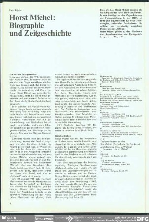 Horst Michel: Biographie und Zeitgeschichte : Zum 30. Jahrestag: Formgestaltung in der DDR