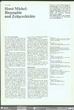 Horst Michel: Biographie und Zeitgeschichte : Zum 30. Jahrestag: Formgestaltung in der DDR