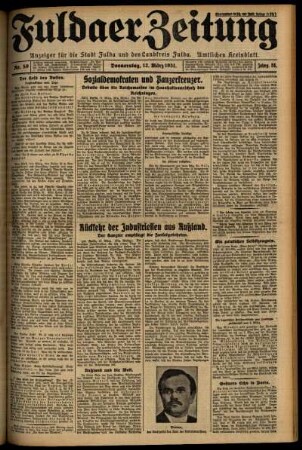 Erste Ausgabe vom Donnerstag, den 12. März 1931.