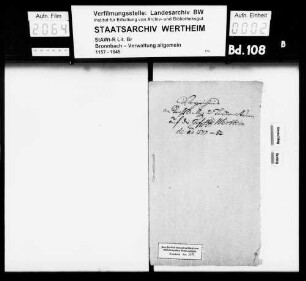 Verzeichnis an Reichsanlagen und Türkensteuern an die Grafschaft Wertheim