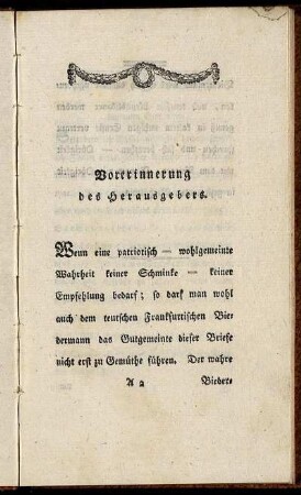 Vorerinnerung des Herausgebers.