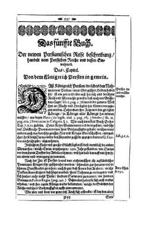 Das fünffte Buch. Der newen Persianischen Reisebeschreibung/ handelt vom Persischen Reiche und dessen Einwohnern.