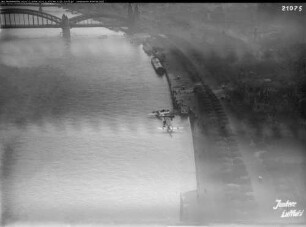 Köln-Altstadt, Wasserflughafen an der Kunibertsrampe mit zwei Junkers F13