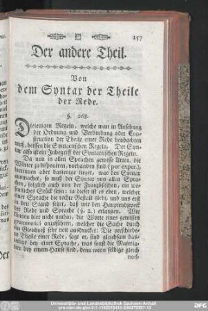 Der andere Theil. Von dem Syntax der Theile der Rede.