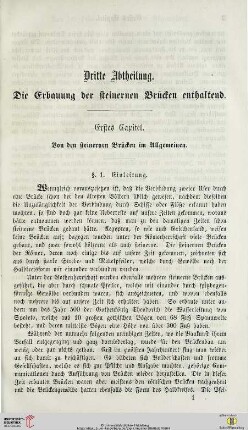 Dritte Abtheilung: Die Erbauung der steinernen Brücken enthaltend