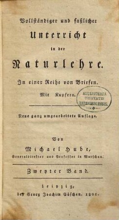 Vollständiger und faßlicher Unterricht in der Naturlehre : in einer Reihe von Briefen, 2