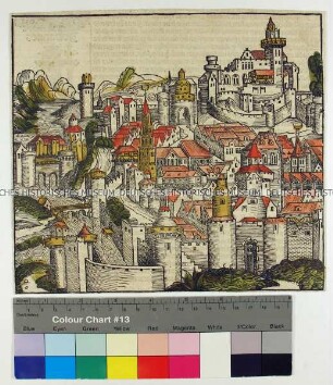 Stadtansicht von Ravenna - Holzschnittillustration aus der lateinischen Ausgabe der Schedelschen Weltchronik
