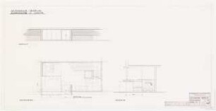 Büro- und Werkgebäude, Berlin-Marienfelde (Erweiterung Schindler-Aufzüge) 2. Projektstufe: Eingangshalle. Ansicht, Grundriss, Schnitt 1:50