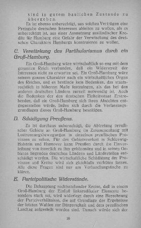 C. Verstärkung des Partikularismus durch ein Groß-Hamburg.