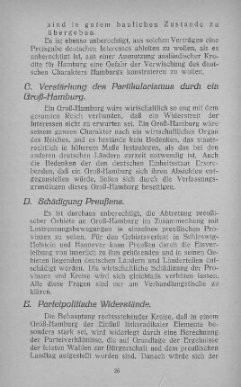 C. Verstärkung des Partikularismus durch ein Groß-Hamburg.