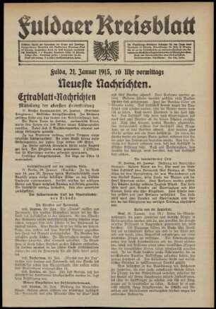 Erste Ausgabe vom Donnerstag, den 21. Januar 1915.