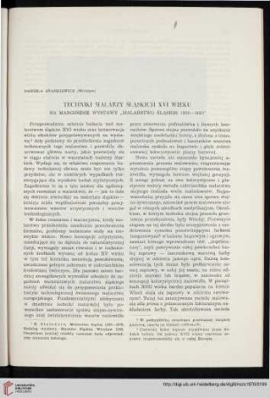 7: Techniki malarzy śląskich w XVI wieku : Na marginesie wystawy "Malarstwo Śląskie 1520-1620"
