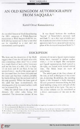An old kingdom autobiography from Saqqara