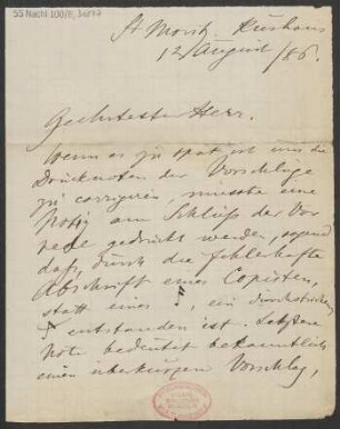 Brief an B. Schott's Söhne : 12.08.1886