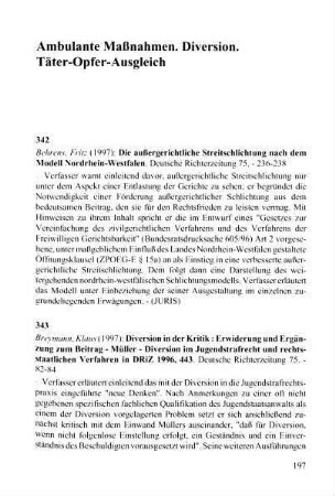 197-204, Ambulante Maßnahmen. Diversion. Täter-Opfer-Ausgleich