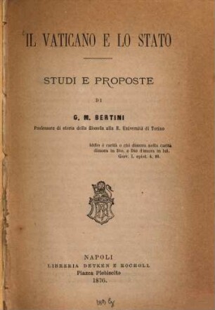 Il Vaticano e lo Stato