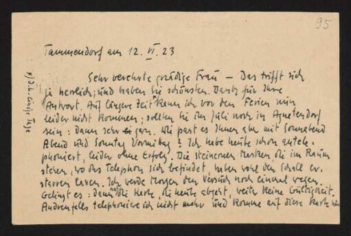 Brief von Arnulf Ansorge an Margarete Hauptmann