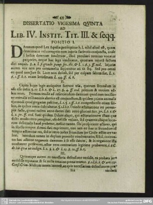 Dissertatio Vigesima Quinta Ad Lib. IV. Instit. Tit. III. & seqq.