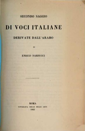 Saggio di voci italiane derivate dall'arabo, 2
