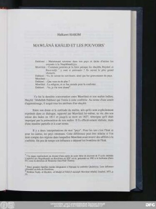 Halkawt Hakim Mawlānā Khālid Et Les Pouvoirs
