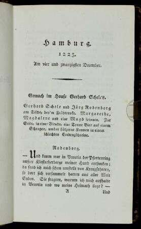 Hamburg. 1225. Am vier und zwanzigsten December. Gemach im Hause Gerhard Schele´s.
