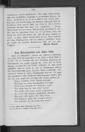 Zum Schmähgedicht vom Jahre 1458.