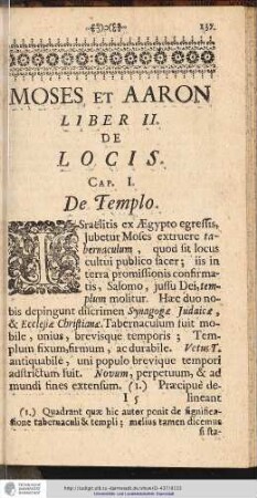 MOSES ET AARON LIBER II. DE LOCIS.