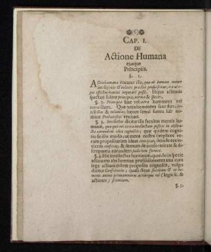 Cap. I. De Actione Humana ejusque Principiis.