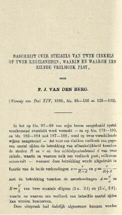 Naschrift over stelsels van twee cirkels of twee kegelsneden, waarin en waarom een zelfde veelhoek past. [Fortsetzung]