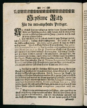 l4v-n4r, Heylsame Rath. Für die neu-angehende Prediger