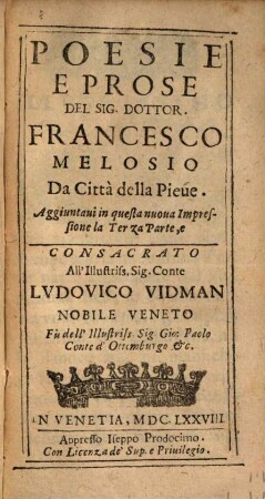 Poesie E Prose Di Francesco Melosio Da Città della Pieue. 3