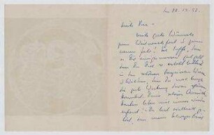 Briefkarte von Dela Blakmar an Vera Hausmann. Norberg/Schweden