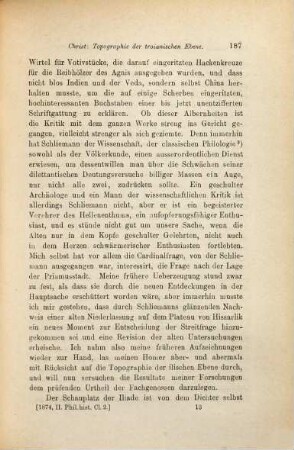 Die Topographie der troianischen Ebene und die homerische Frage