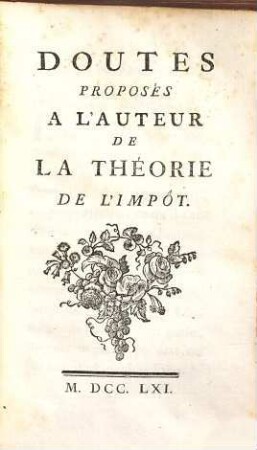 Doutes proposés a l'auteur de la théorie de l'impôt