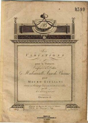 Six variations pour la guitarre : oeuvre 2