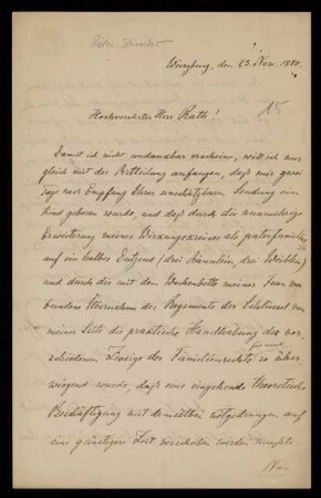 15: Brief von Richard Schröder an Gottlieb Planck, Würzburg, 23.11.1880