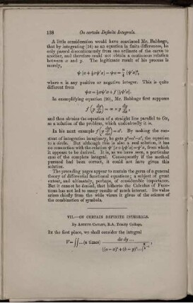 VII. On certain definite integrals.