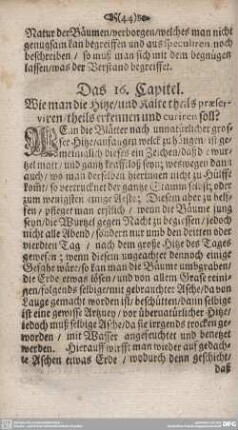 Das 16. Capitel. Wie man die Hitze / und Kälte theils praeferviren / theils erkennen und curiren soll?