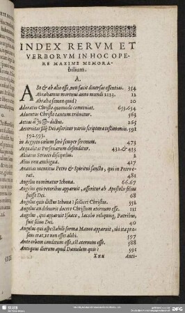 Index Rerum Et Verborum In Hoc Opere Maxime Memorabilium