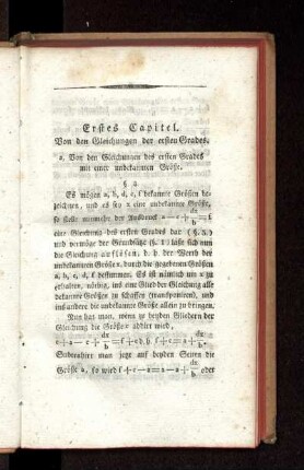 Erstes Capitel. Von den Gleichungen ersten Grades.