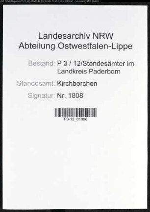Sterberegister Standesamt Kirchborchen