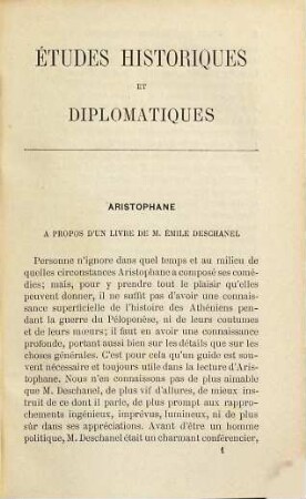 Études historiques et diplomatiques