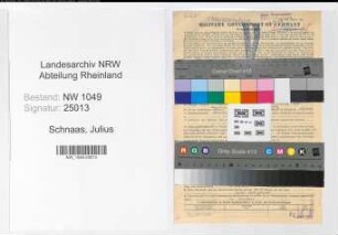 Entnazifizierung Julius Schnaas , geb. 14.03.1906 (Handlungsbevollmaechtigter)