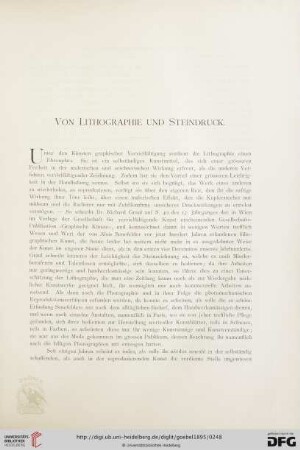 Von Lithographie und Steindruck