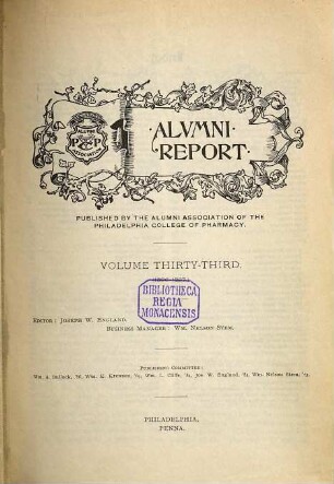 Alumni report. 33. 1897