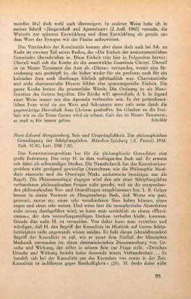 95-96 [Rezension] Hengstenberg, Hans-Eduard, Sein und Ursprünglichkeit