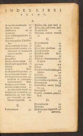 Index Libri Primi.