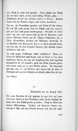 152 Wandsbeck, den 20. August 1806.