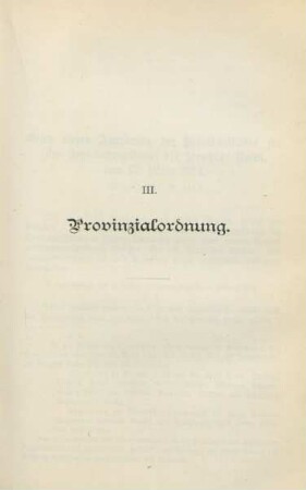 III. Provinzialordnung.